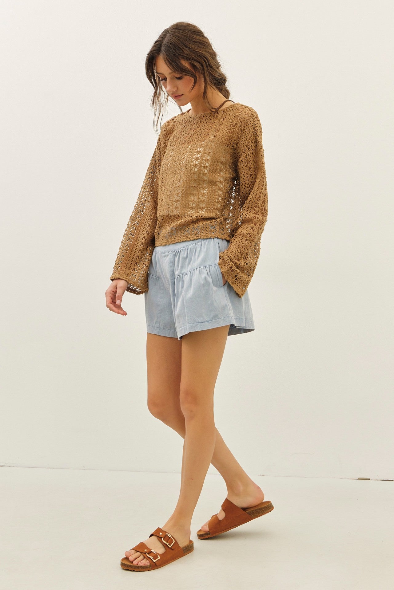 Ash Blue Flare Shorts