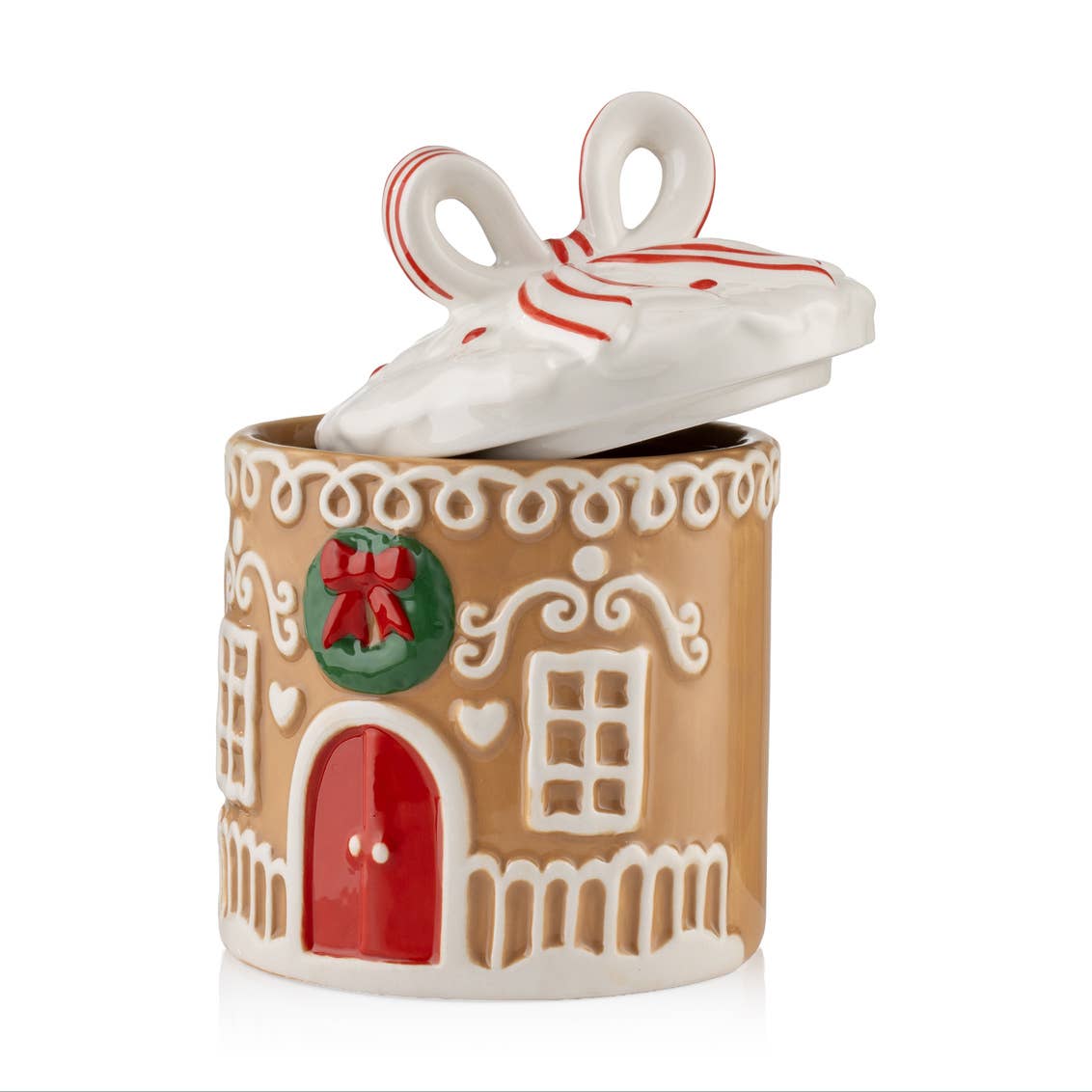 Gingerbread House Ceramic Canister with Bow Lid