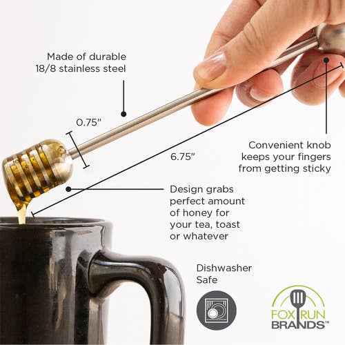 Fox Run Stainless Steel Honey Dipper, 6.5"