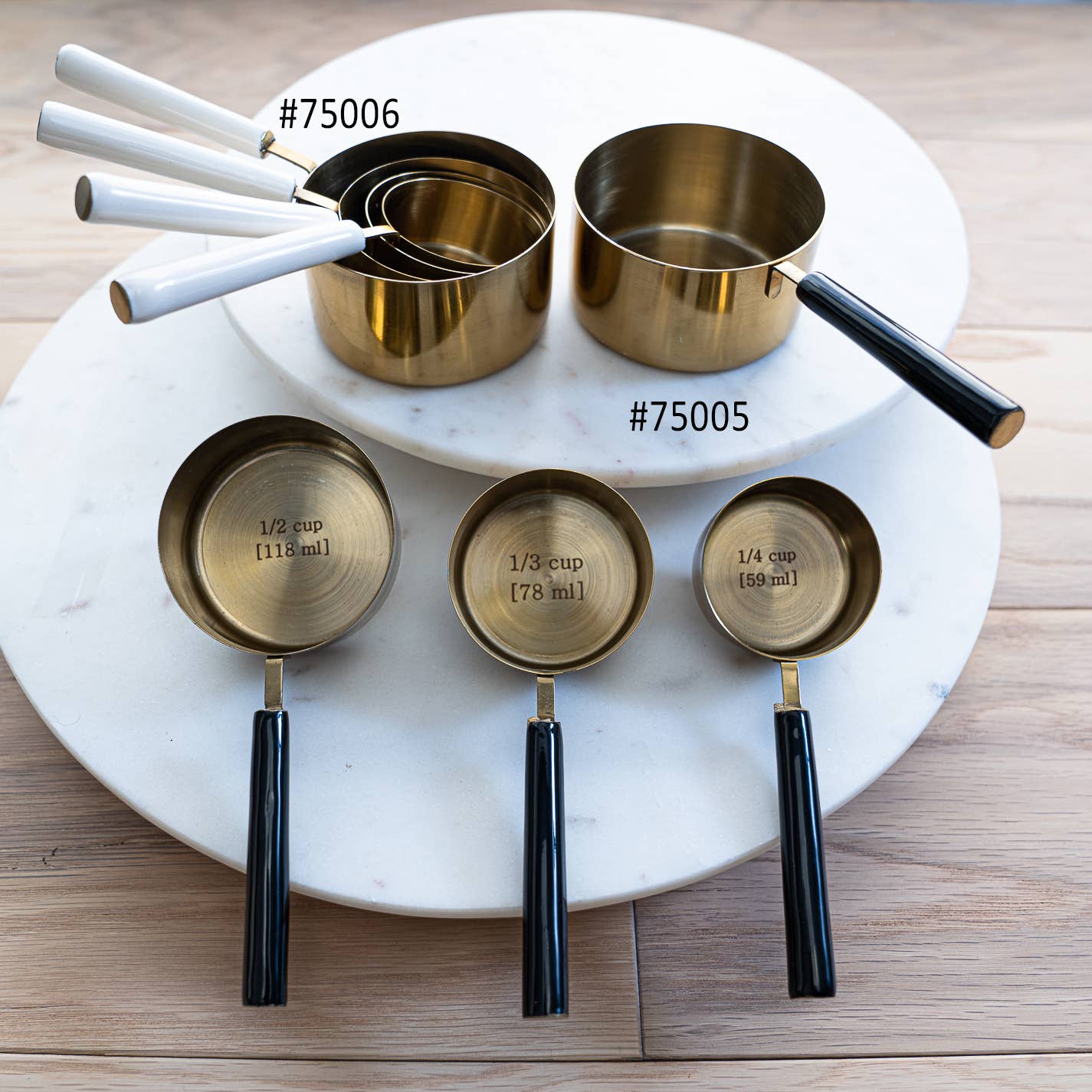 Gold & Black Enamel Handle Measuring Cups S/4