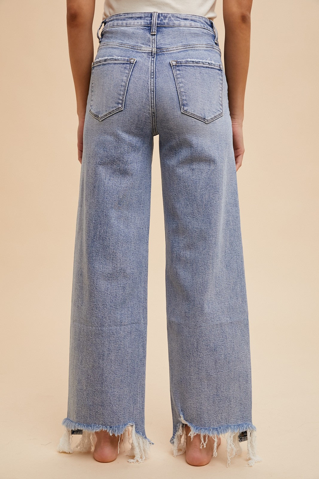 Distressed Hem Straight Fit Jeans
