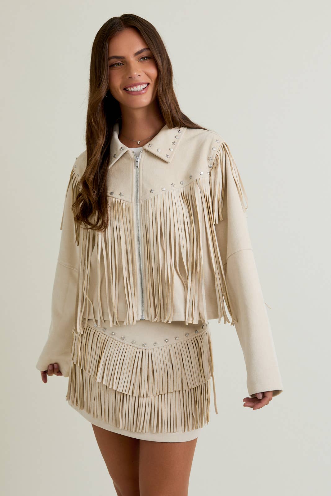 Suede Jacket With Fringe