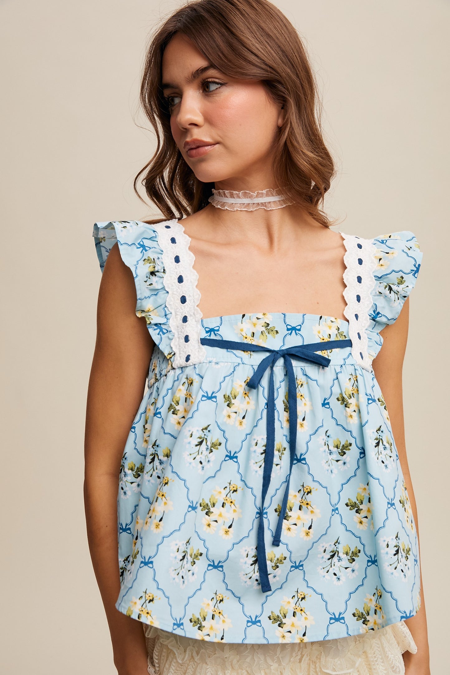 Floral Smocked Babydoll Top