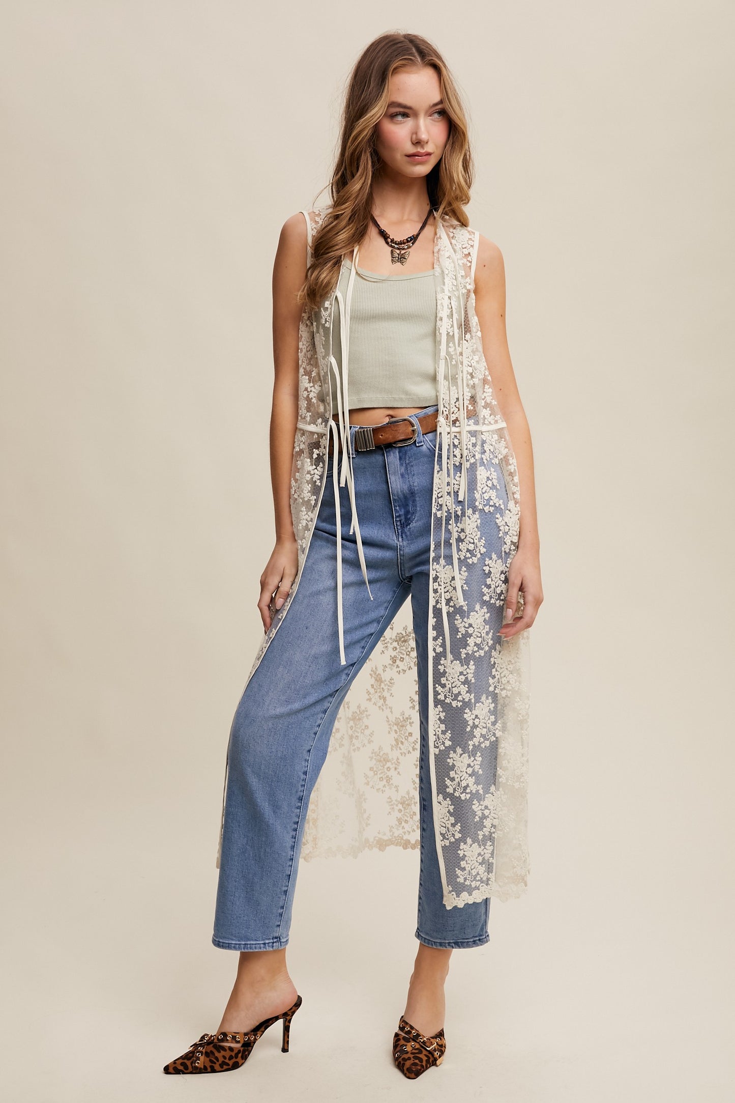 Lace Tie Front Vest