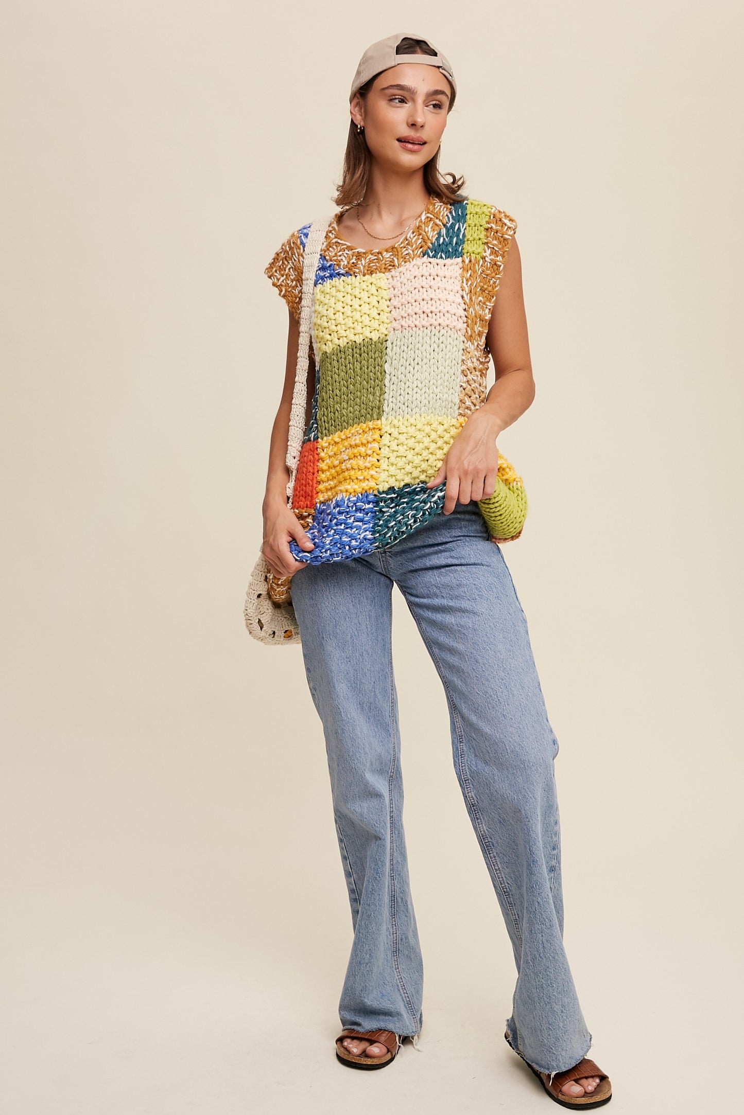 Patchwork Chunky Knit Vest