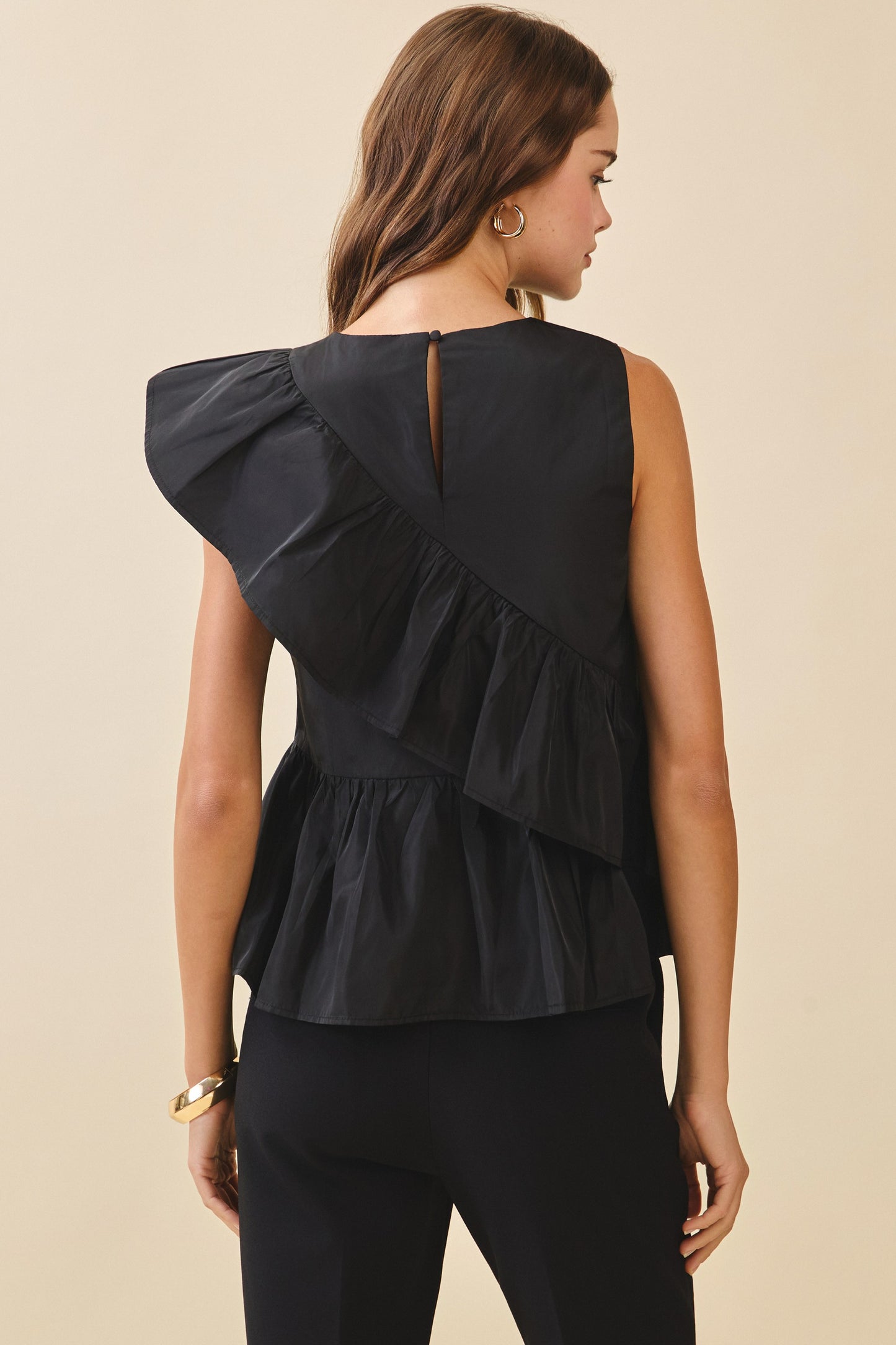 Cascading Ruffle Peplum Top