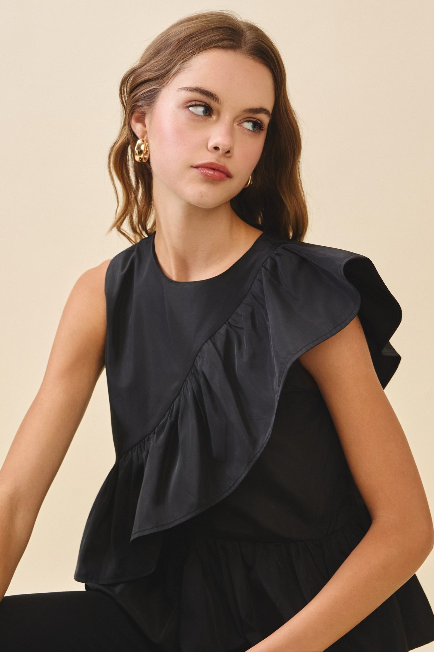 Cascading Ruffle Peplum Top