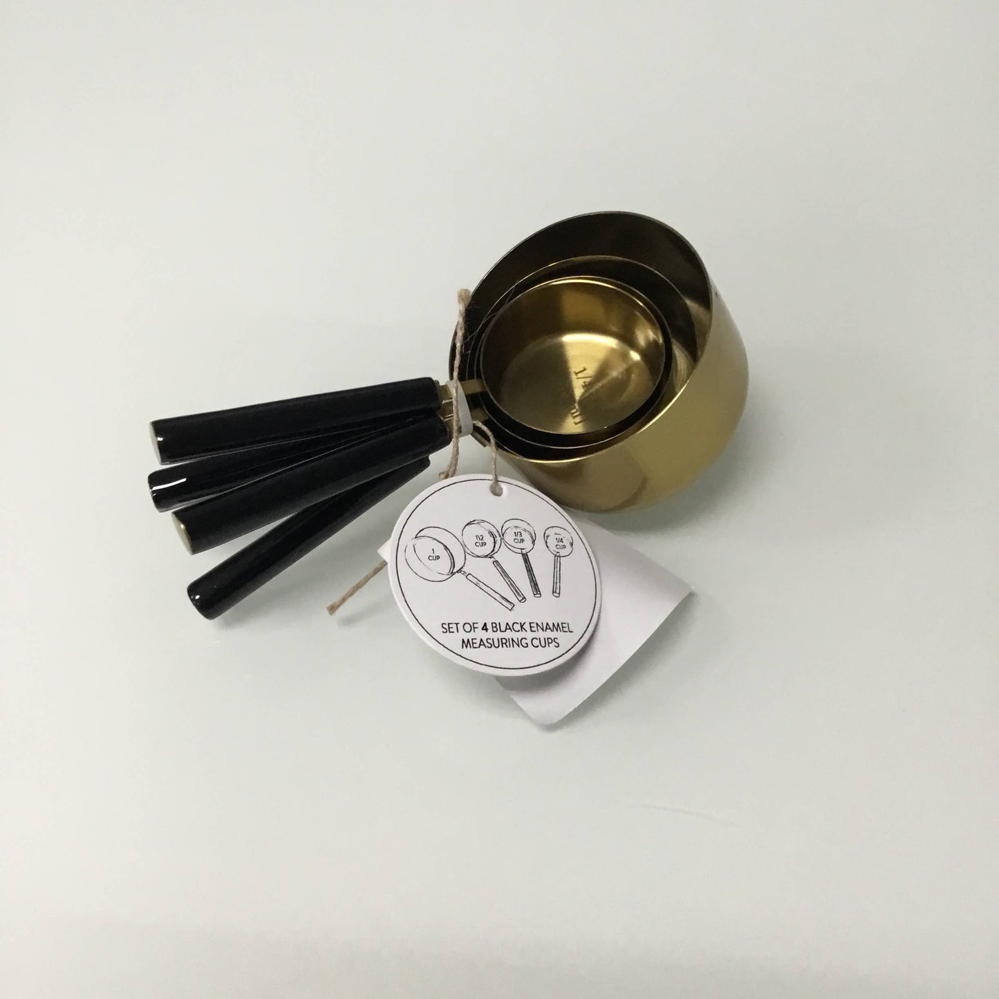 Gold & Black Enamel Handle Measuring Cups S/4