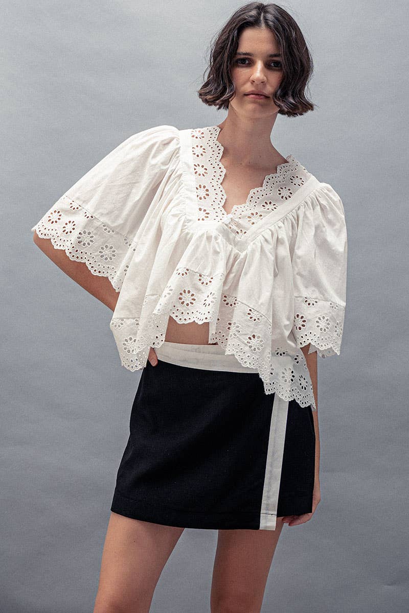 Flowing Hollow Laced Blouse