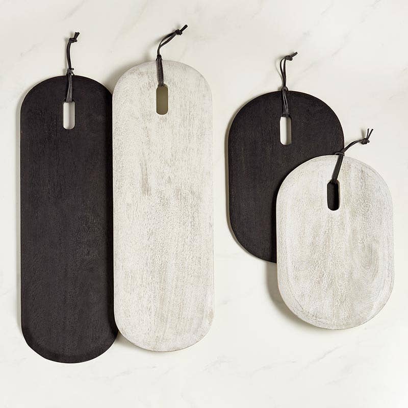 Textured Wood Board - Small Oval - Black