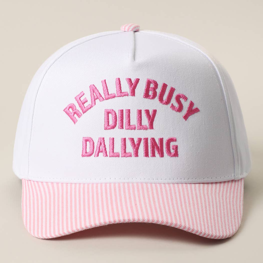 REALLY BUSY DAILLY DALLYING Embroidered Seersucker Brim Hat