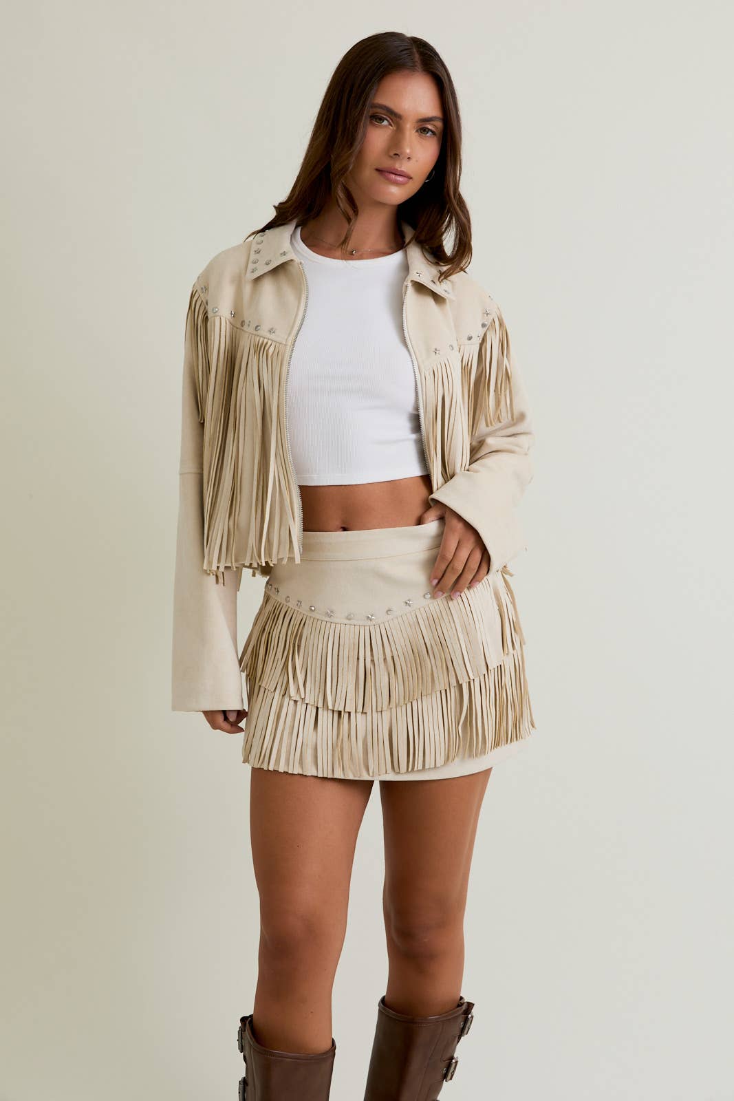 Suede Jacket With Fringe