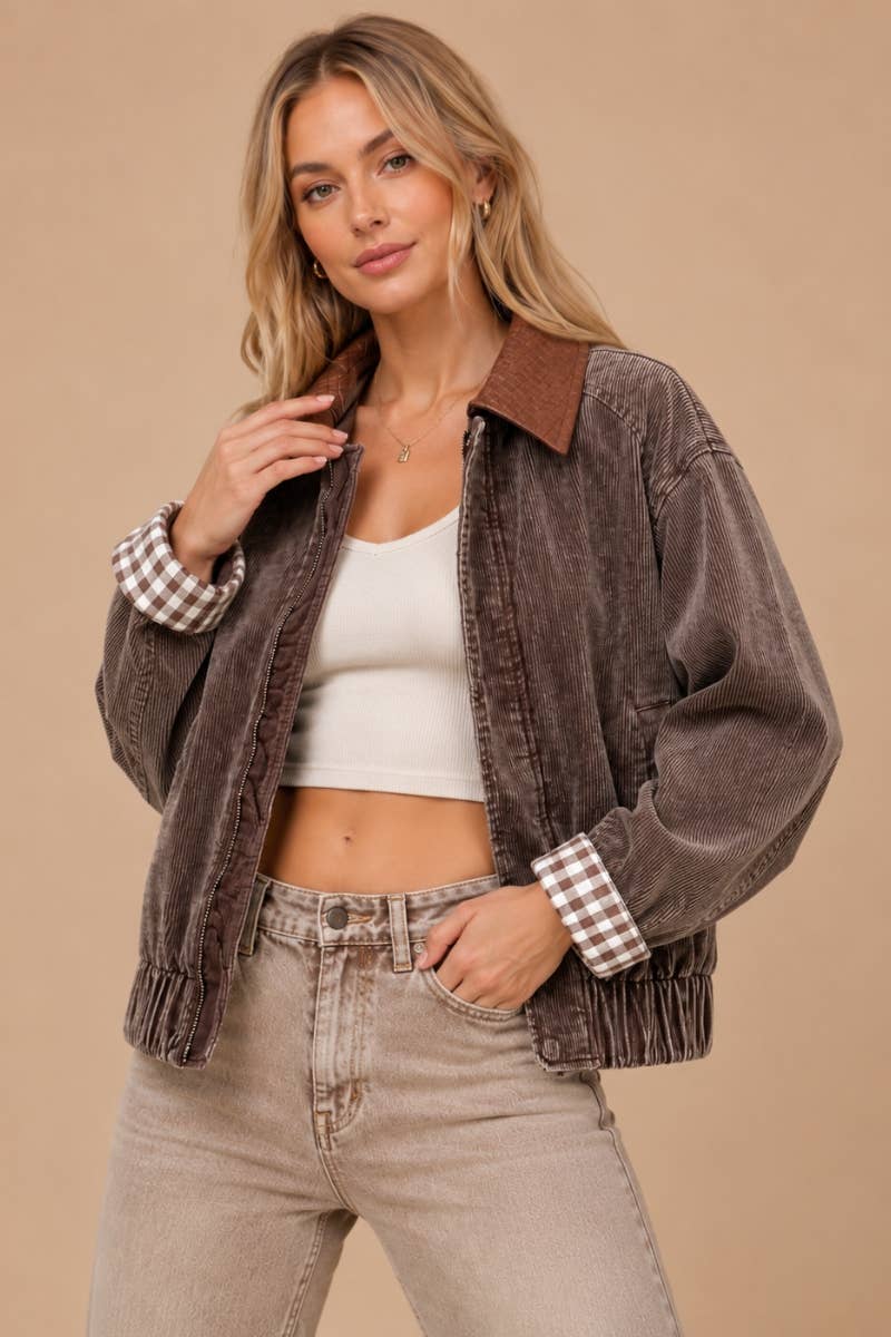 Mineral Wash Corduroy Bomber Jacket