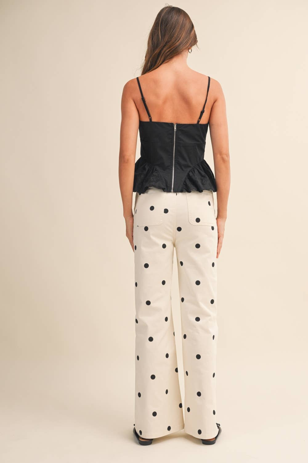 Polka Dot Denim Pants