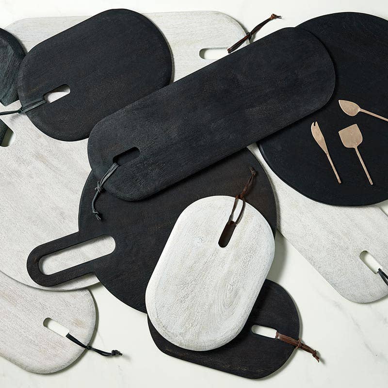 Textured Wood Board - Small Oval - Black