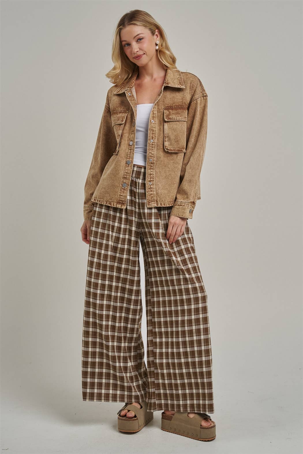 Fall Plaid Wide Leg Pants