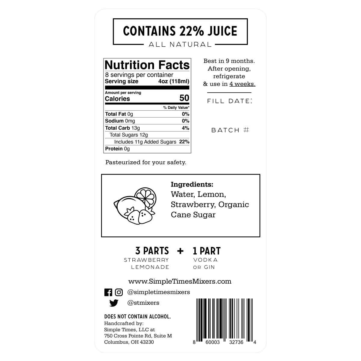 Strawberry Lemonade | All Natural Cocktail Mixer