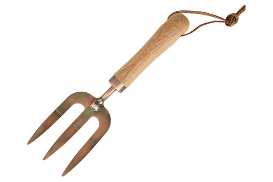 Copper Garden Fork with Wooden Handle