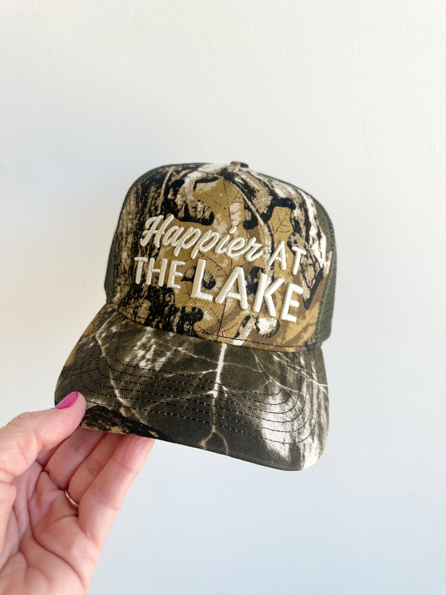 Happier At The Lake Camo Hat