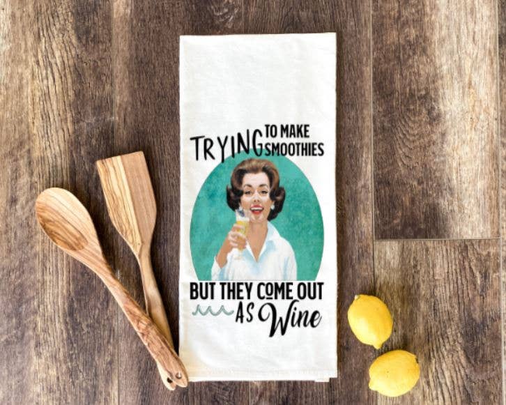 Trying To Make Smoothies Kitchen Tea Towel