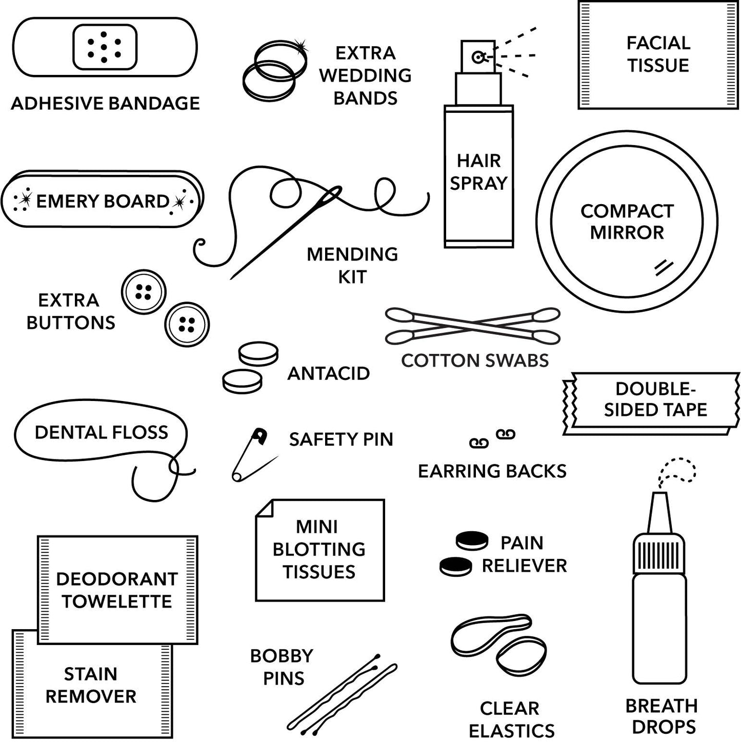 Velvet Minimergency Kits for Bridesmaids - Ivory