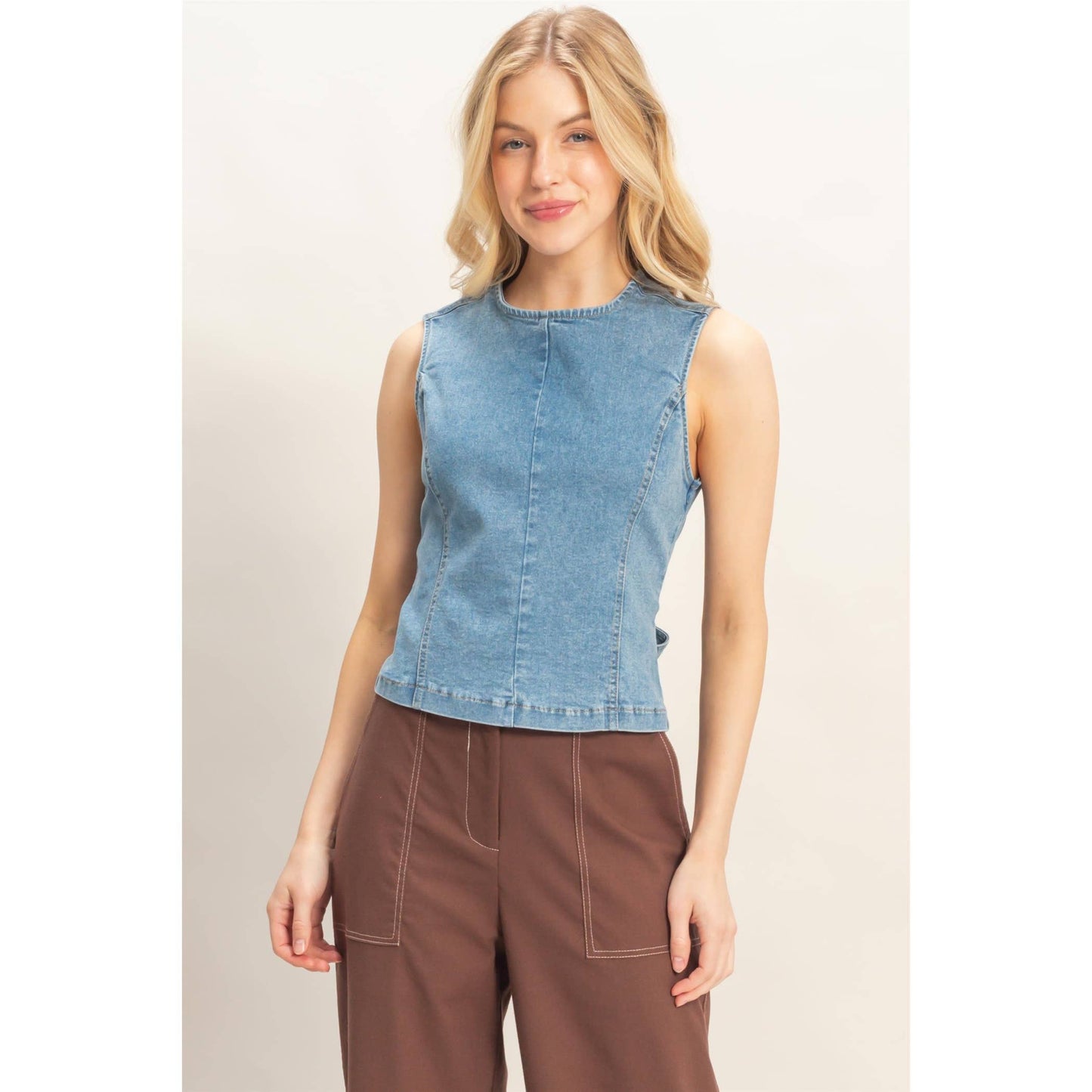 Sleeveless Denim Top