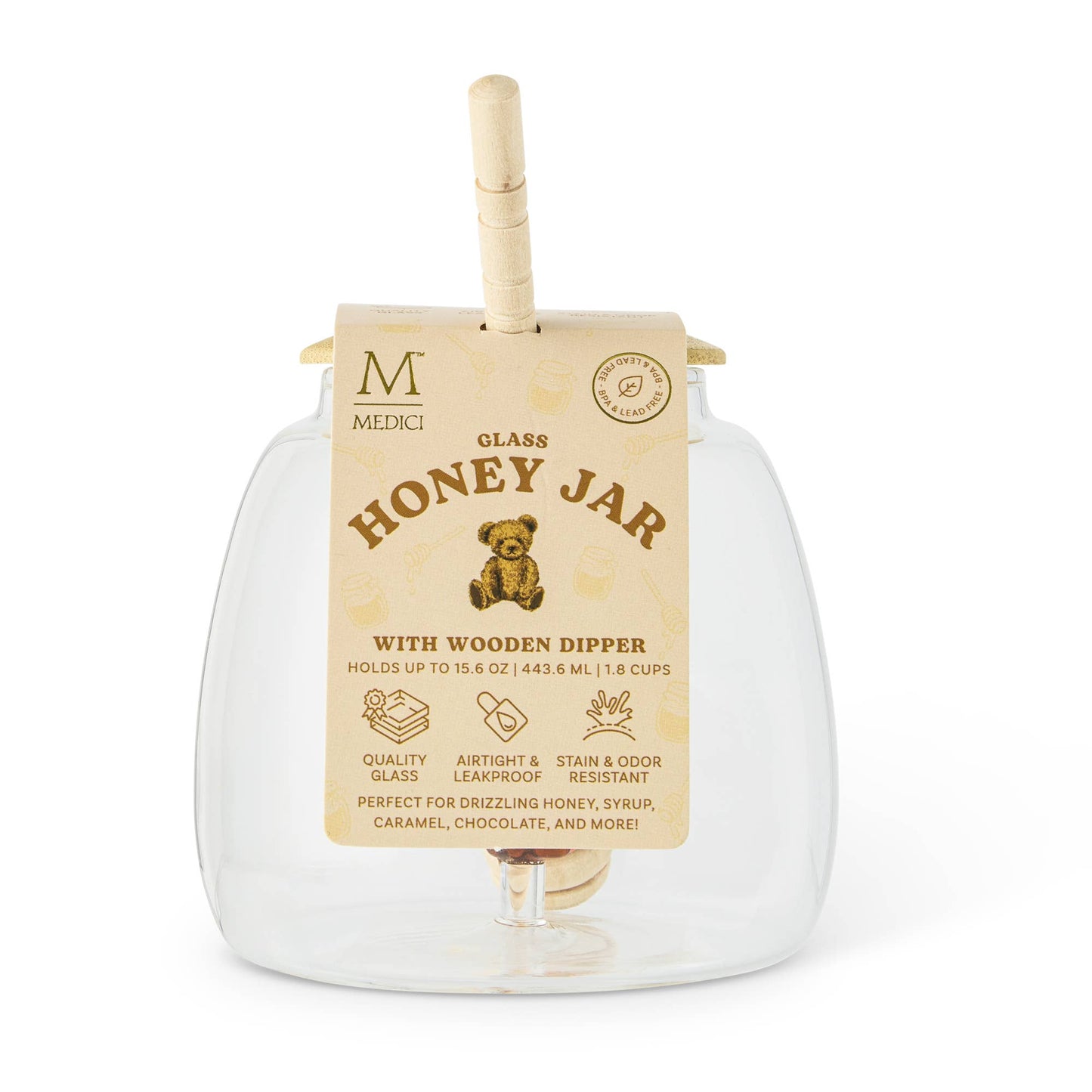 15.6oz Glass Honey Jar - Bear Icon