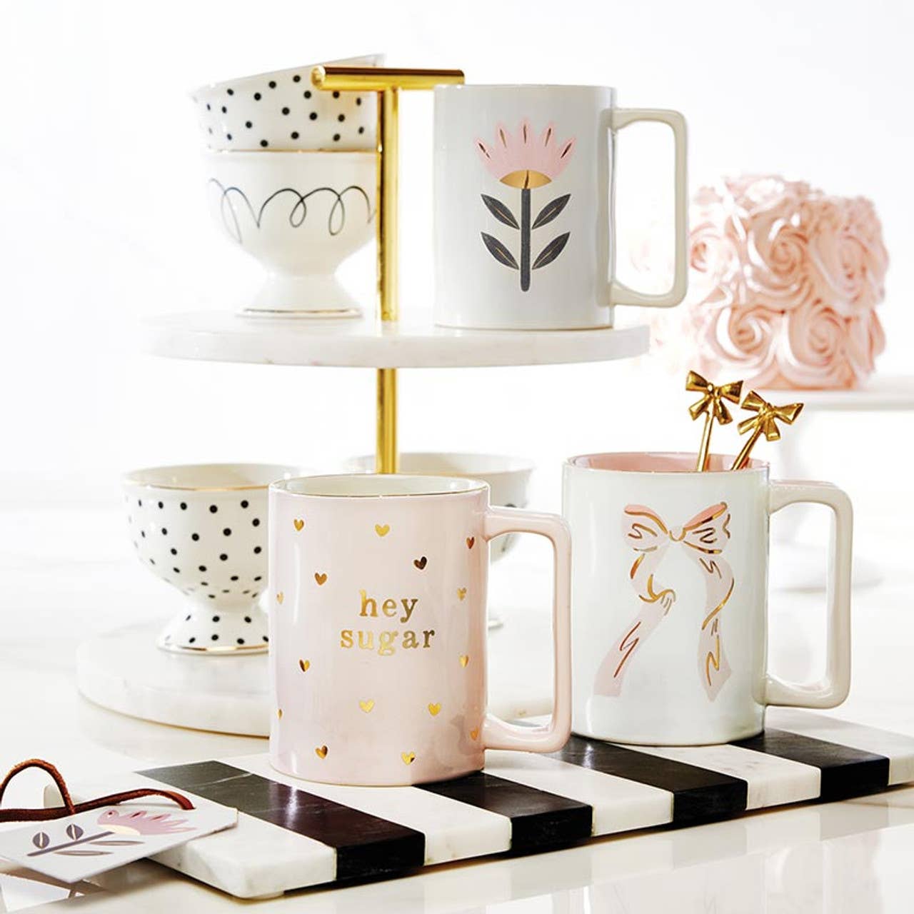 Gold Foil Organic Mug - Flower