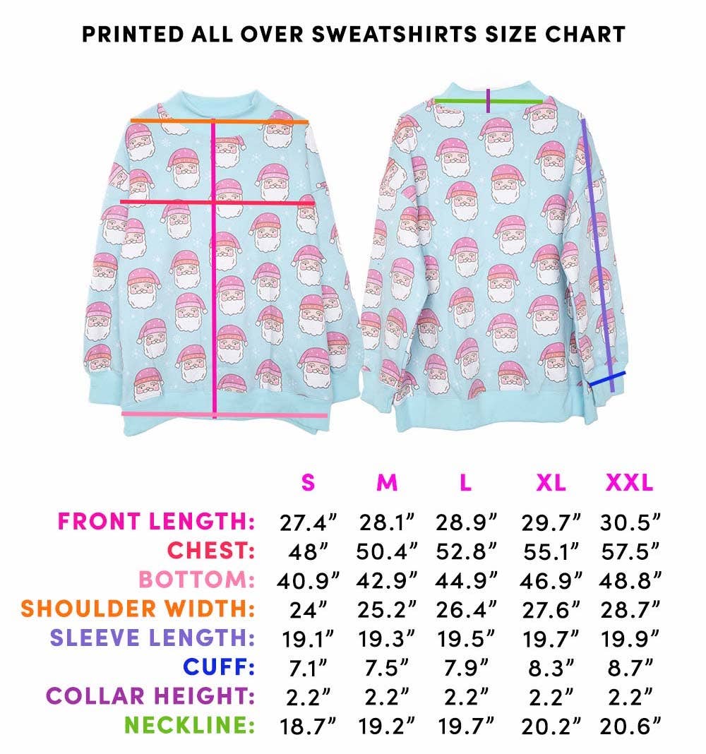 Pink Santa Faces All Over Print Christmas Sweatshirt