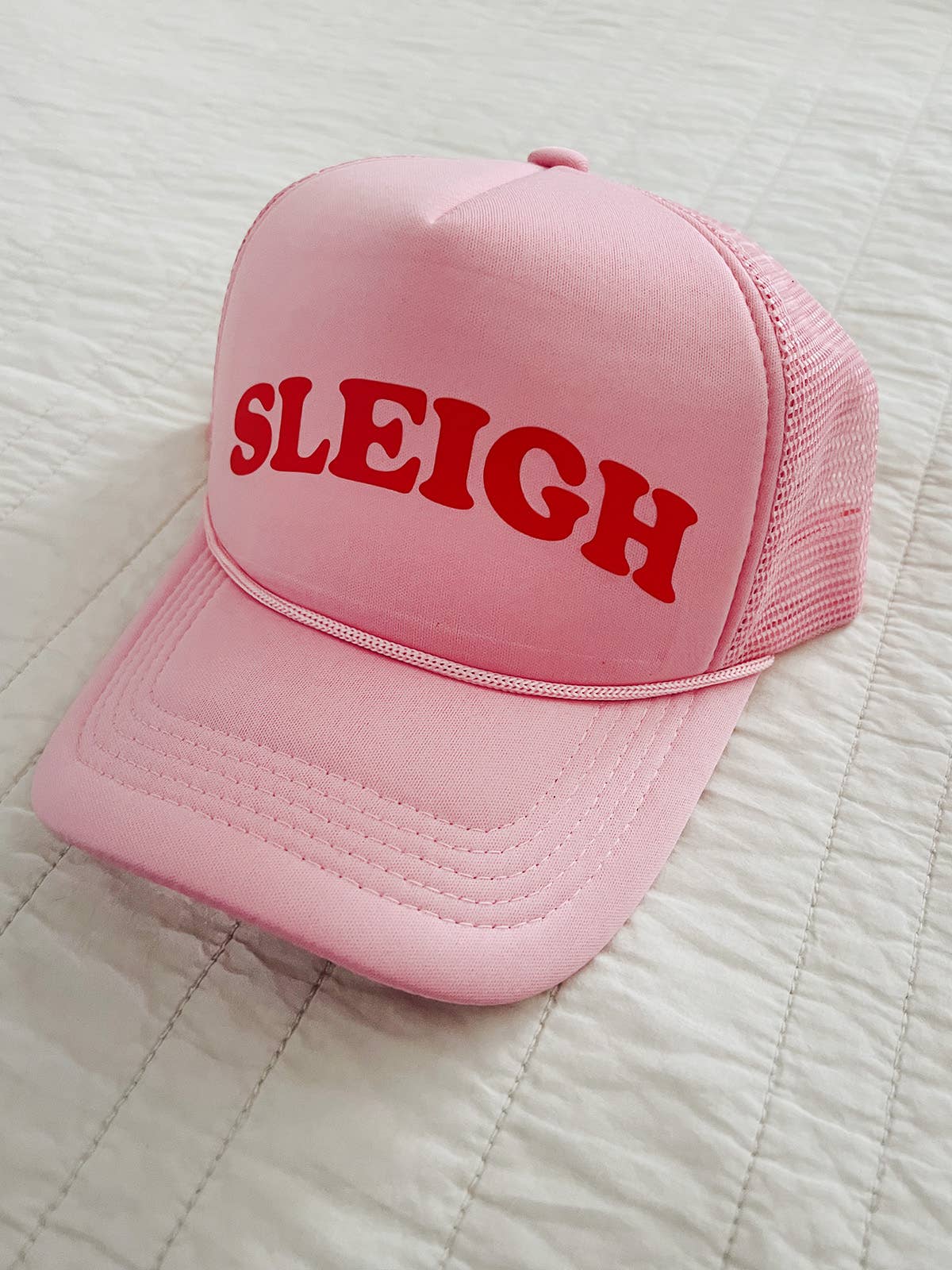 Sleigh "Slay" Trucker Hat - Pink & Red