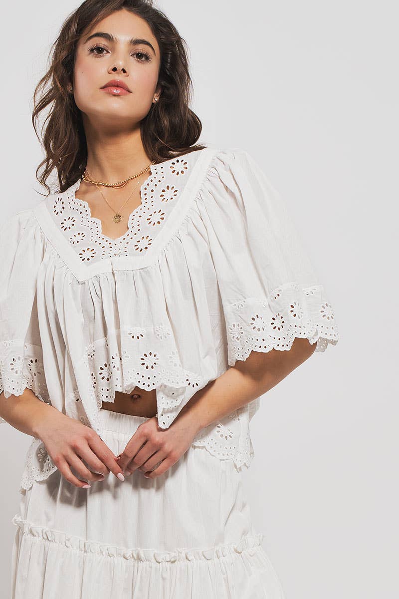 Flowing Hollow Laced Blouse
