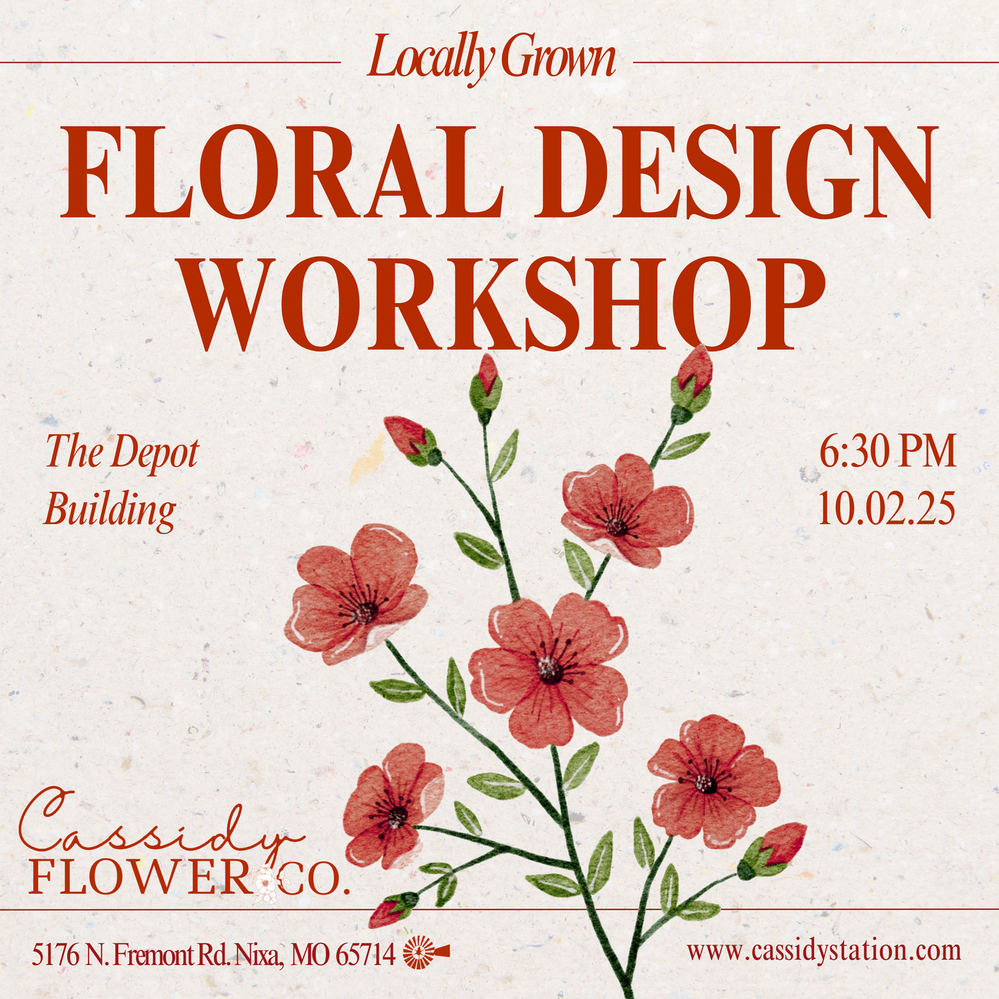 October 2nd | Locally Grown Floral Design Workshop