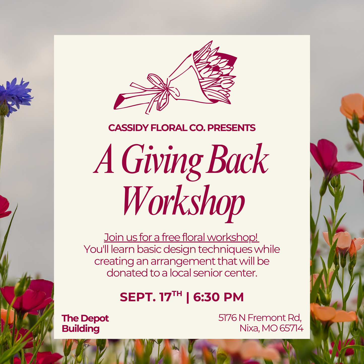 September 17th | Giving Back Floral Design Workshop