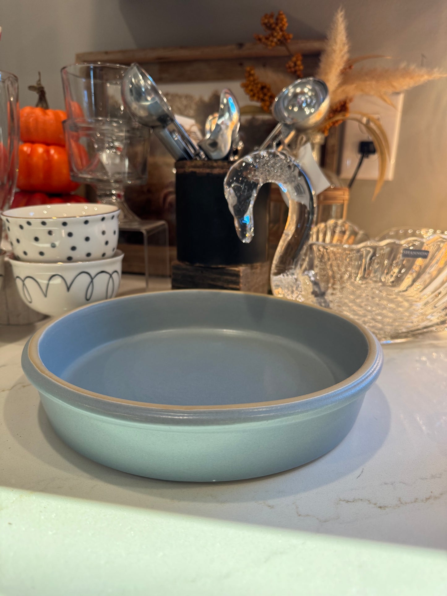 Blue Pottery Pie Plate