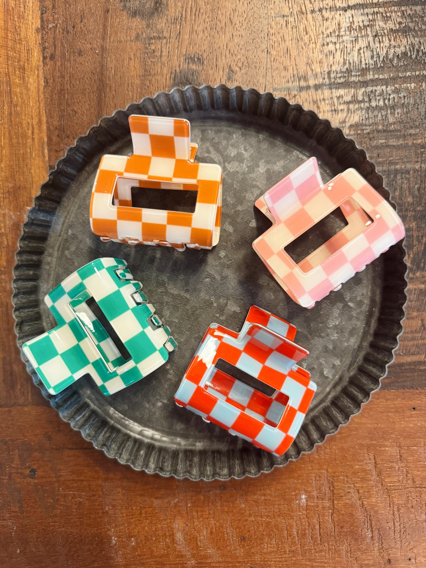 Small Checkered Hair Clip