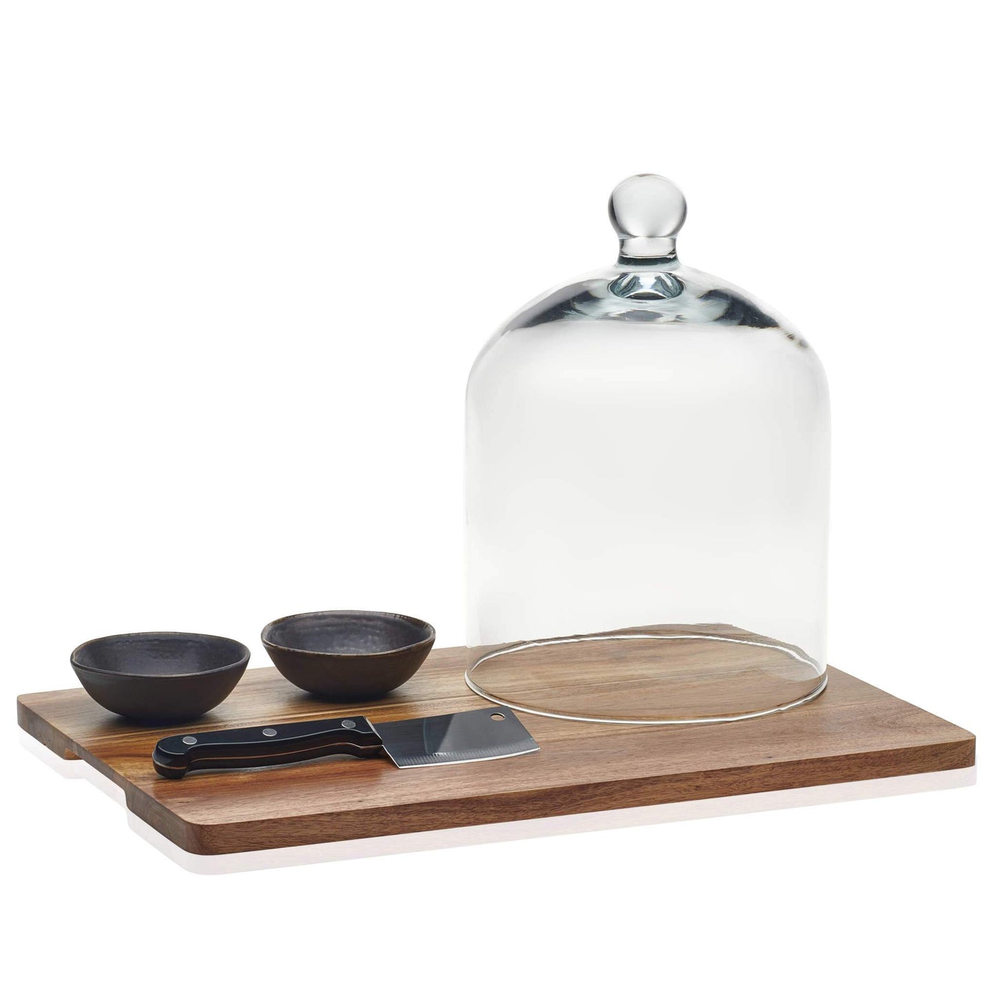 Acaciawood Cheese Board Serving Set with Glass Dome