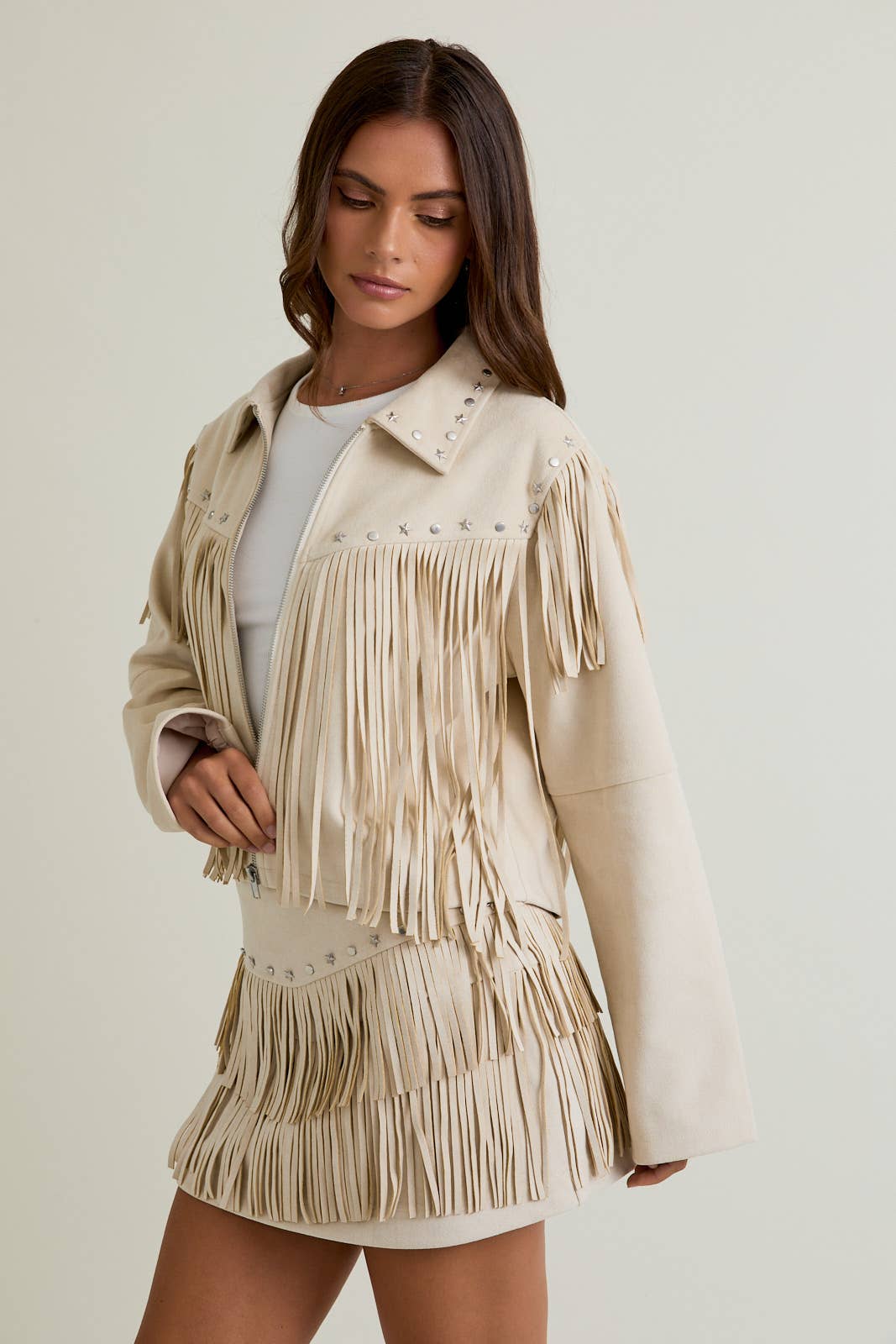 Suede Jacket With Fringe