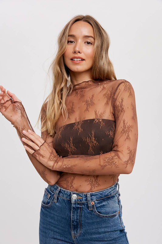 LACE MESH LAYERING TOP-floral embroidery