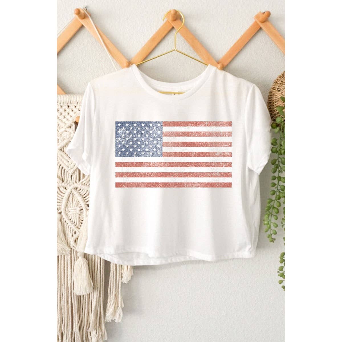 Vintage American Flag Crop Top