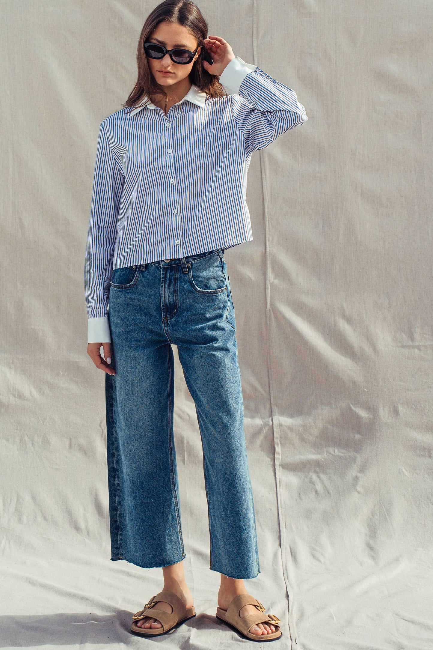 Relaxed Wide Leg Denim Jeans