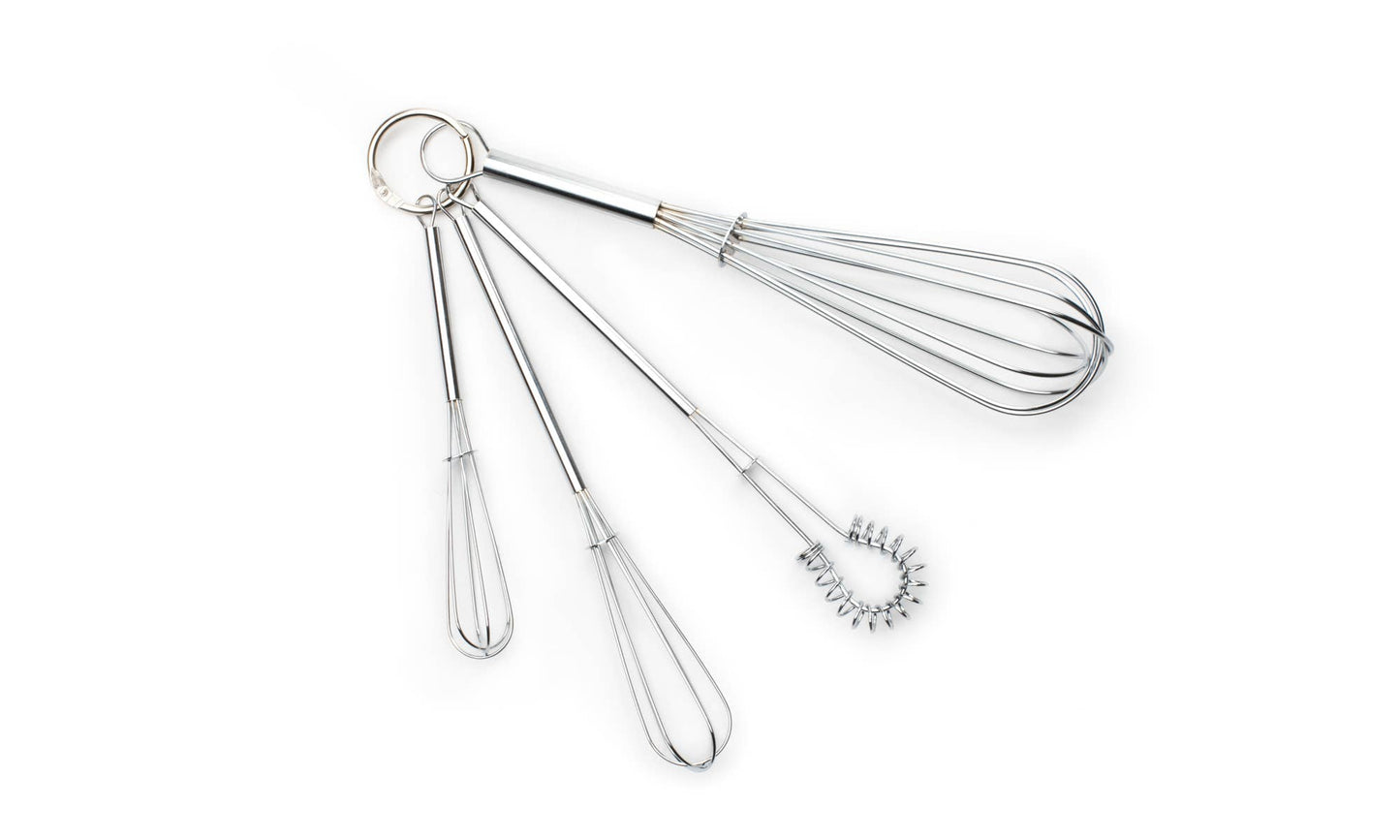 Fox Run Mini Whisks, Chrome Plated, Set of 4, 8"x 2"x 1.75"