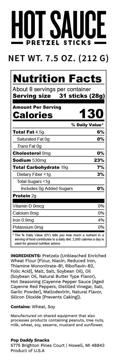 Pop Daddy – Hot Sauce Seasoned Pretzels 7.5oz
