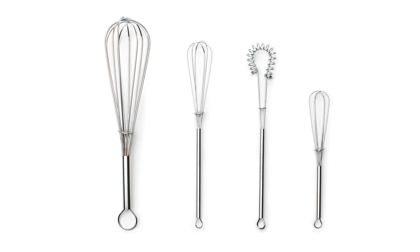 Fox Run Mini Whisks, Chrome Plated, Set of 4, 8"x 2"x 1.75"