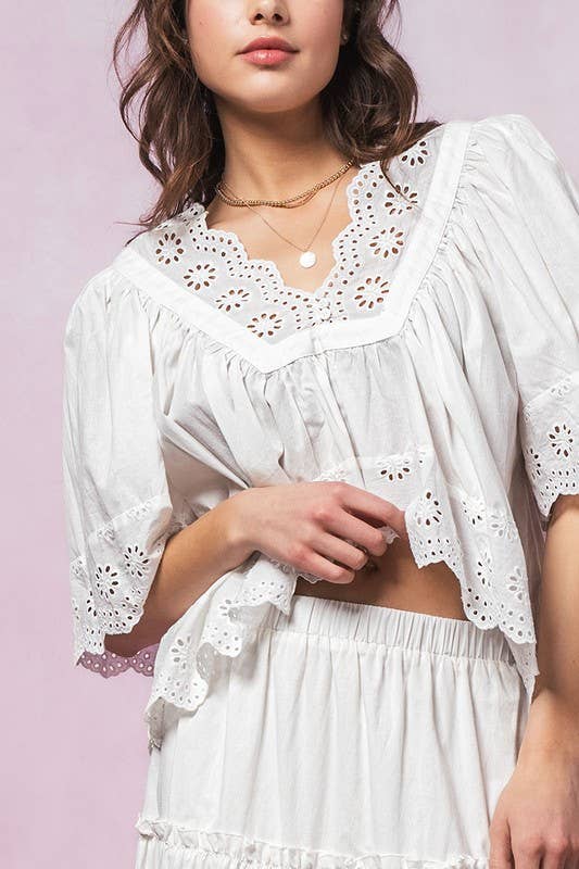 Flowing Hollow Laced Blouse