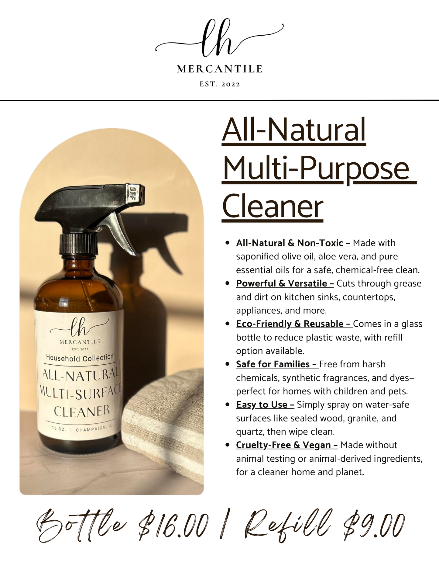 All-Natural Multi-Surface Cleaner | Non-Toxic Cleaner