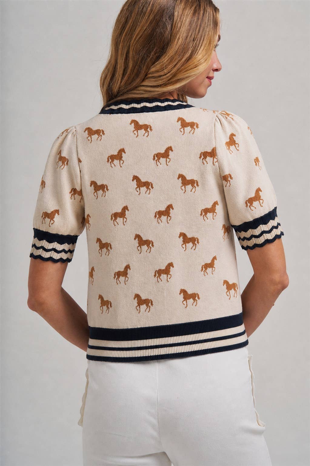 Horse Print Knit Cardigan