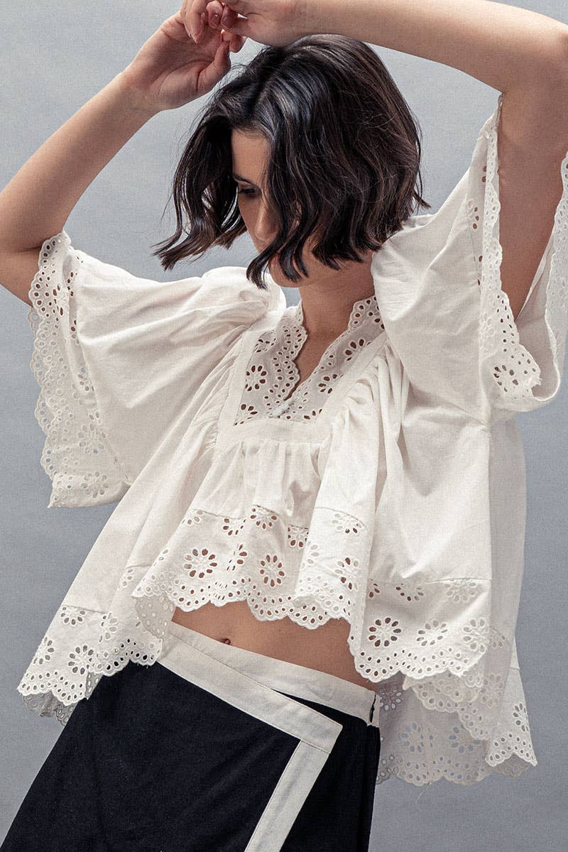 Flowing Hollow Laced Blouse