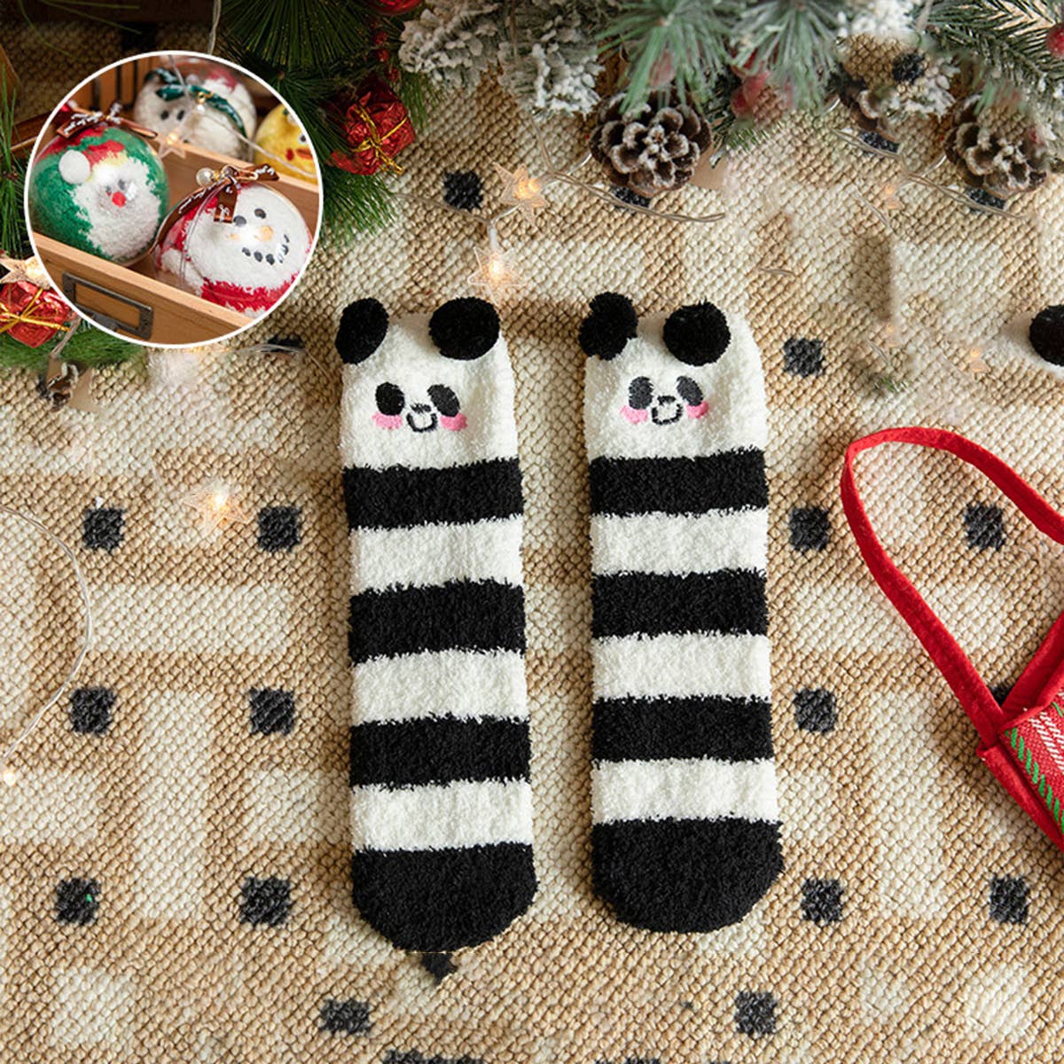 Fuzzy Christmas Socks in an Ornament
