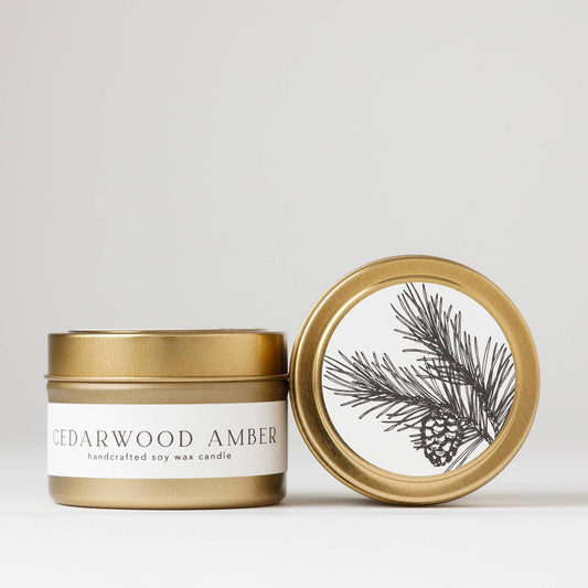 Cedarwood Amber : Tin Soy Candle ( Seasonal Fall Winter )
