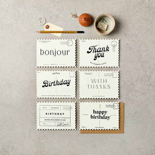 Assorted Pack Notecards - Vintage Type